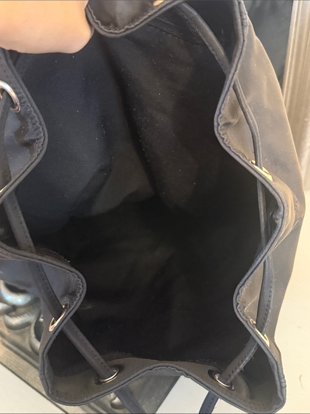 GUESS Black Nylon Buckle Drawstring Backpack - Picture 7 of 8